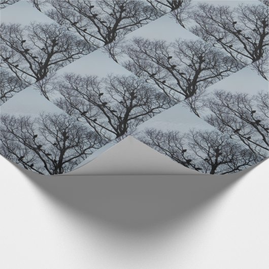 Geierfahndung im Winterbaum Geschenkpapier (Ecke)