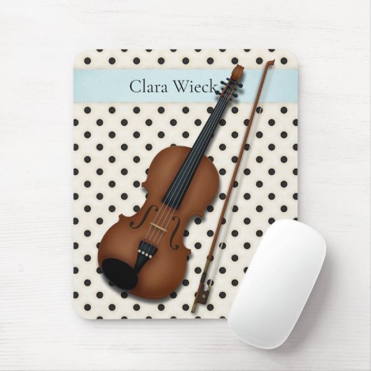 Geige auf Black & Ivory Polka Dots Custom (Blau) Mousepad (Mit Mouse)