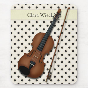 Geige auf Black & Ivory Polka Dots Custom (Gelb) Mousepad