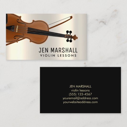 Geige auf Imitate Metallwirkung Visitenkarte (Vorne/Hinten)