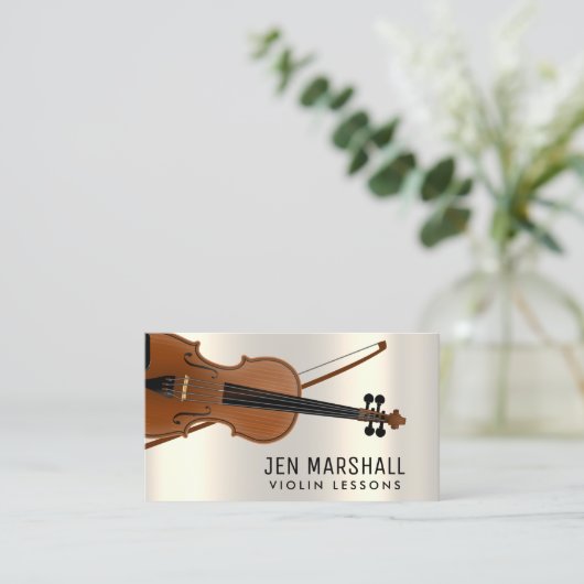 Geige auf Imitate Metallwirkung Visitenkarte (Stehend Vorderseite)