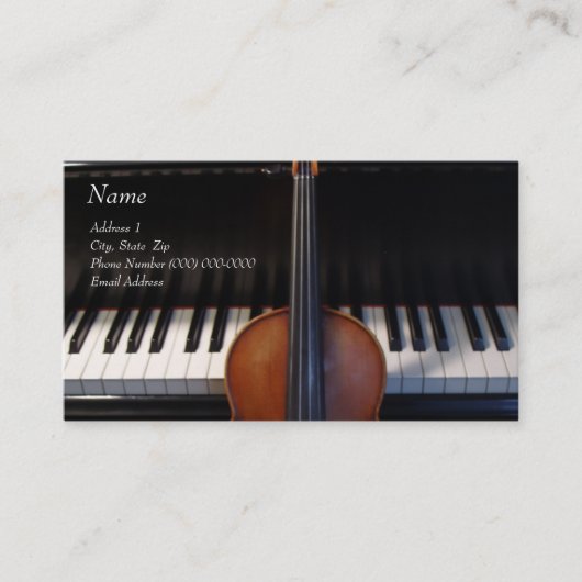 Geige auf Piano-Visitenkarte Visitenkarte (Vorderseite)