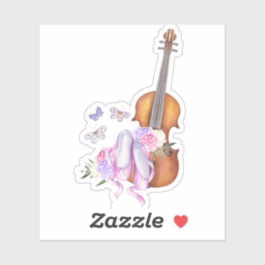 Geige, Ballettschuhe, Blume und Schmetterlinge Aufkleber (Blatt)