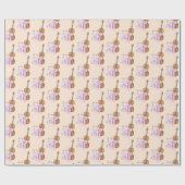 Geige, Ballettschuhe, Blume und Schmetterlinge Geschenkpapier (Flach)