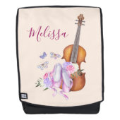Geige, Ballettschuhe, Blume und Schmetterlinge Rucksack (Vorderseite)
