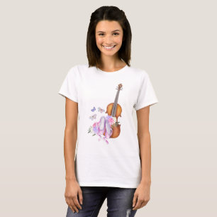 Geige, Ballettschuhe, Blume und Schmetterlinge T-Shirt