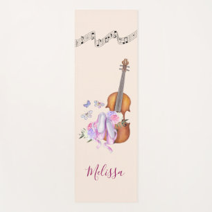 Geige, Ballettschuhe, Blume und Schmetterlinge Yogamatte