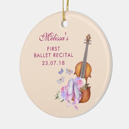 Geige, Ballettschuhe und Butterfliegen Ballett Erw Keramik Ornament (Links)