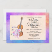 Geige, Ballettschuhe und Schmetterlinge Hochzeit Einladung (Vorderseite)