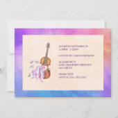 Geige, Ballettschuhe und Schmetterlinge zum Geburt Einladung (Rückseite)