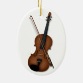 Geige & Bow Trompe L'oeil Musikinstrument Keramik Ornament (Hinten)