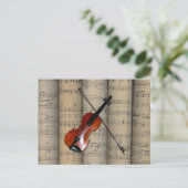 Geige ~ Hintergrundmusik von Rollenblättern ~ Musi Postkarte (Stehend Vorderseite)