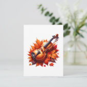 Geige im Blätter Begleitkarte (Stehend Vorderseite)