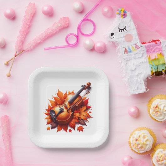 Geige im Blätter Pappteller (Party)