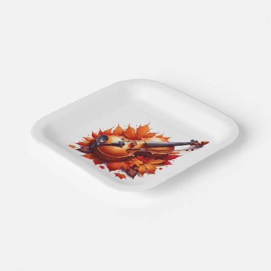 Geige im Blätter Pappteller (Gewinkelt)