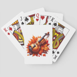 Geige im Blätter Spielkarten