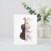 Geige mit Blume. Dankeskarte (Stehend Vorderseite)