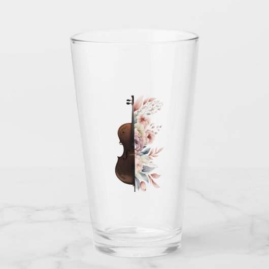Geige mit Blume. Glas (Vorderseite)