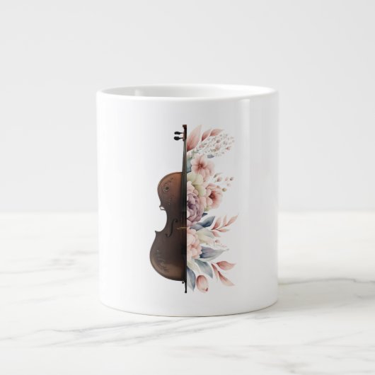 Geige mit Blume. Jumbo-Tasse (Vorderseite)