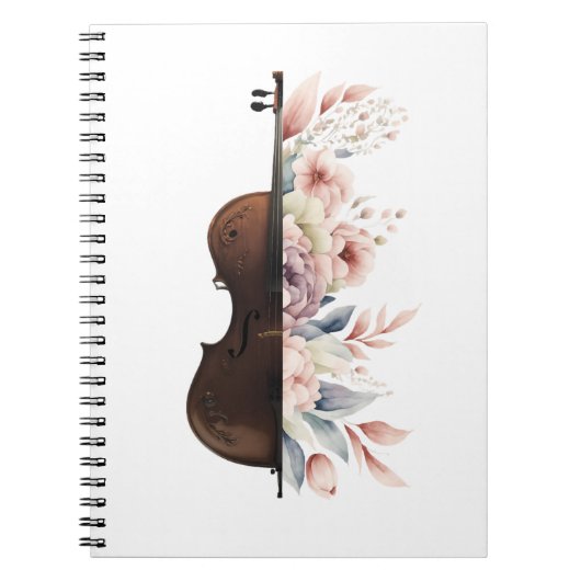 Geige mit Blume. Notizblock (Vorderseite)