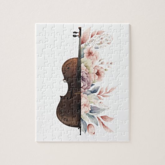 Geige mit Blume. Puzzle (Vertikal)