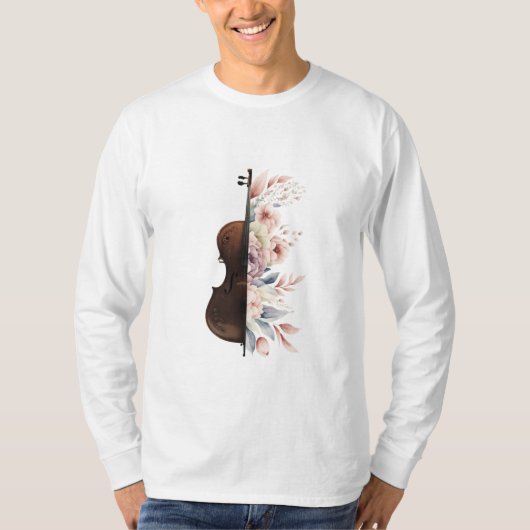 Geige mit Blume. T-Shirt (Vorderseite)