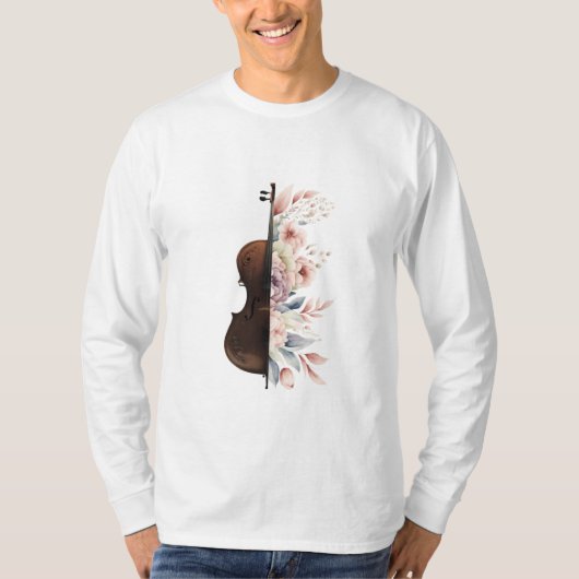 Geige mit Blume. T-Shirt (Vorderseite)