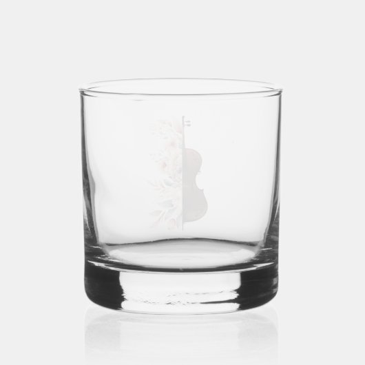 Geige mit Blume. Whiskyglas (Vorderseite)