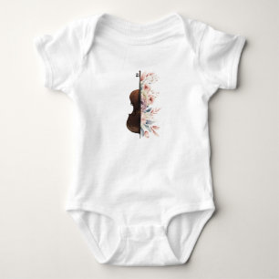 Geige mit Blumen. Baby Strampler