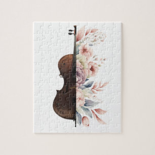 Geige mit Blumen. Puzzle