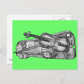 Geige mit Fall Postkarte (Vorne/Hinten)