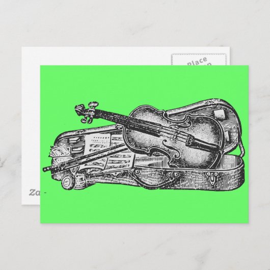 Geige mit Fall Postkarte (Vorne/Hinten)