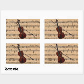 Geige mit Notenhintergrund Rechteckiger Aufkleber (Blatt)