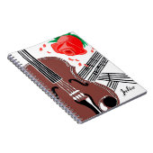 Geige mit Rose Notenheft Personalisiert Notebook Notizblock (Rechte Seite)