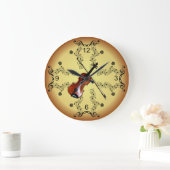 Geige ~ Musical Scroll ~ Goldener Hintergrund ~ Große Wanduhr (Zuhause)