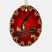Geige ~ Musikalische Scroll ~ Frohe Weihnachten ~  Keramik Ornament (Rechts)