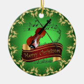 Geige ~ Musikalische Scroll ~ Frohe Weihnachten ~ Keramik Ornament (Vorne)