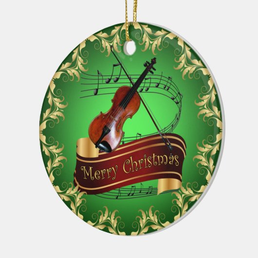 Geige ~ Musikalische Scroll ~ Frohe Weihnachten ~ Keramik Ornament (Links)