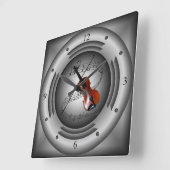 Geige ~ Musikalische Scroll ~ Silberner Lautsprech Quadratische Wanduhr (Winkel)