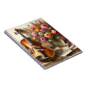 Geige, Noten und eine Vase der Blume Notizblock (Rechte Seite)