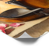 Geige, Noten und eine Vase der Blume Poster (Ecke)