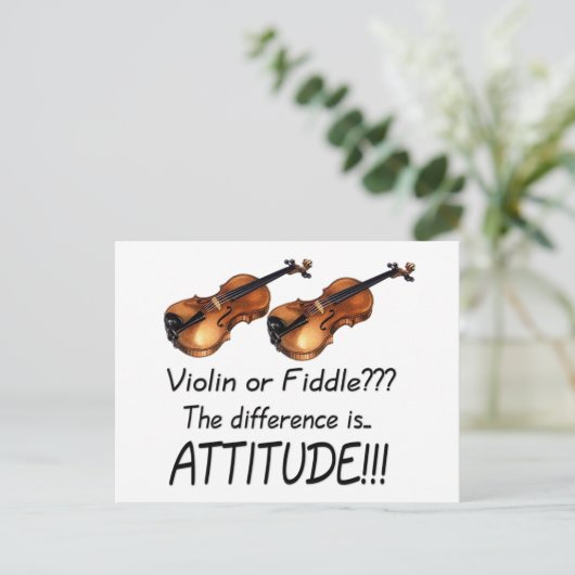 Geige oder Fiddle?? Postkarte (Stehend Vorderseite)