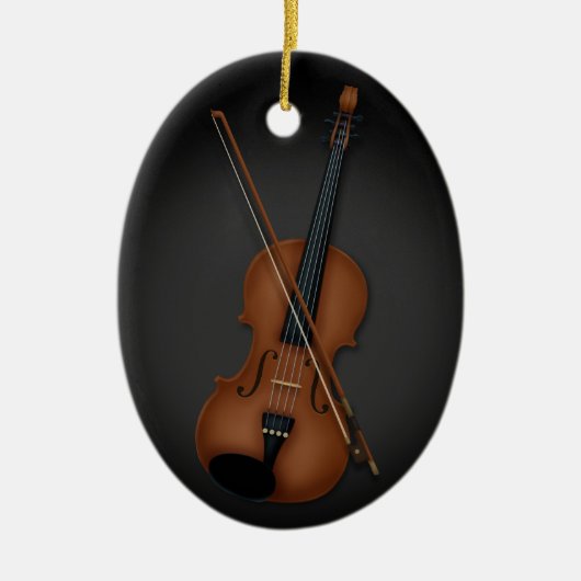 Geige oder Vila & Bow Musikinstrument Schwarz Keramik Ornament (Vorne)