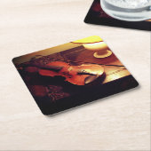 Geige Rechteckiger Pappuntersetzer (angewinkelt)