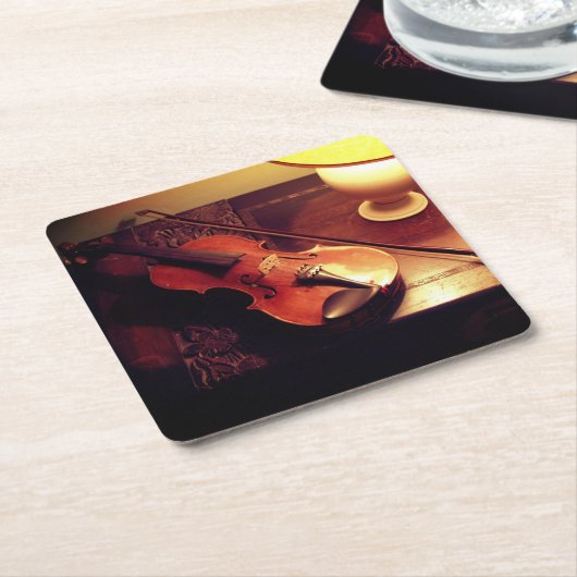 Geige Rechteckiger Pappuntersetzer (angewinkelt)