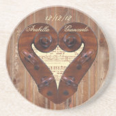 Geige Scrollherz Sandstein Untersetzer (Vorne)