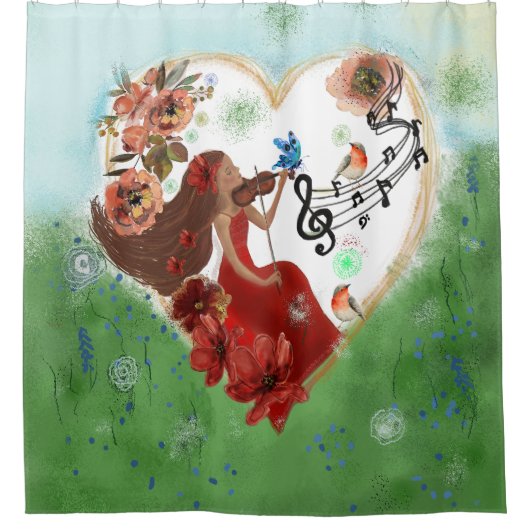 Geige spielen duschvorhang (Vorderseite)