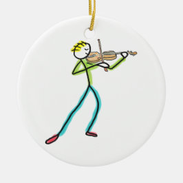 Geige spielender Stockmann Keramik Ornament