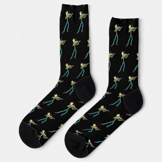 Geige spielender Stockmann Socken (Linkes Detail)