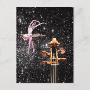 Geige und Balletttänzer Postkarte